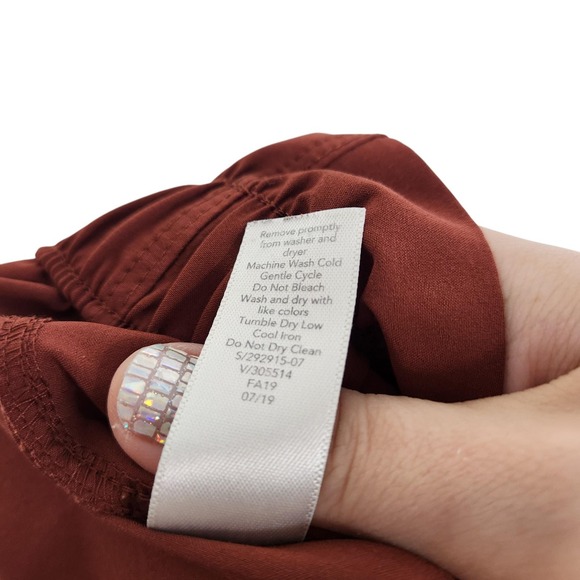 ATHLETA Skyline Pants Womens 8 Rust Brown Paperbag Waist Tie Belt Tapered - Picture 12 of 12
